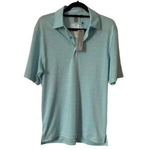 Ashcroft Mens Small Aquatic Blue Polo Shirt with Embroidered Design Size S